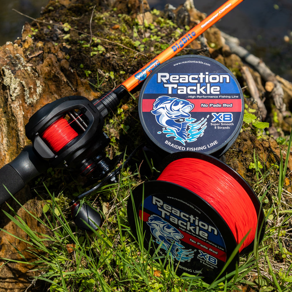 Reaction Tackle X8 Braided Fishing Line - NO FADE Red 8 Strand