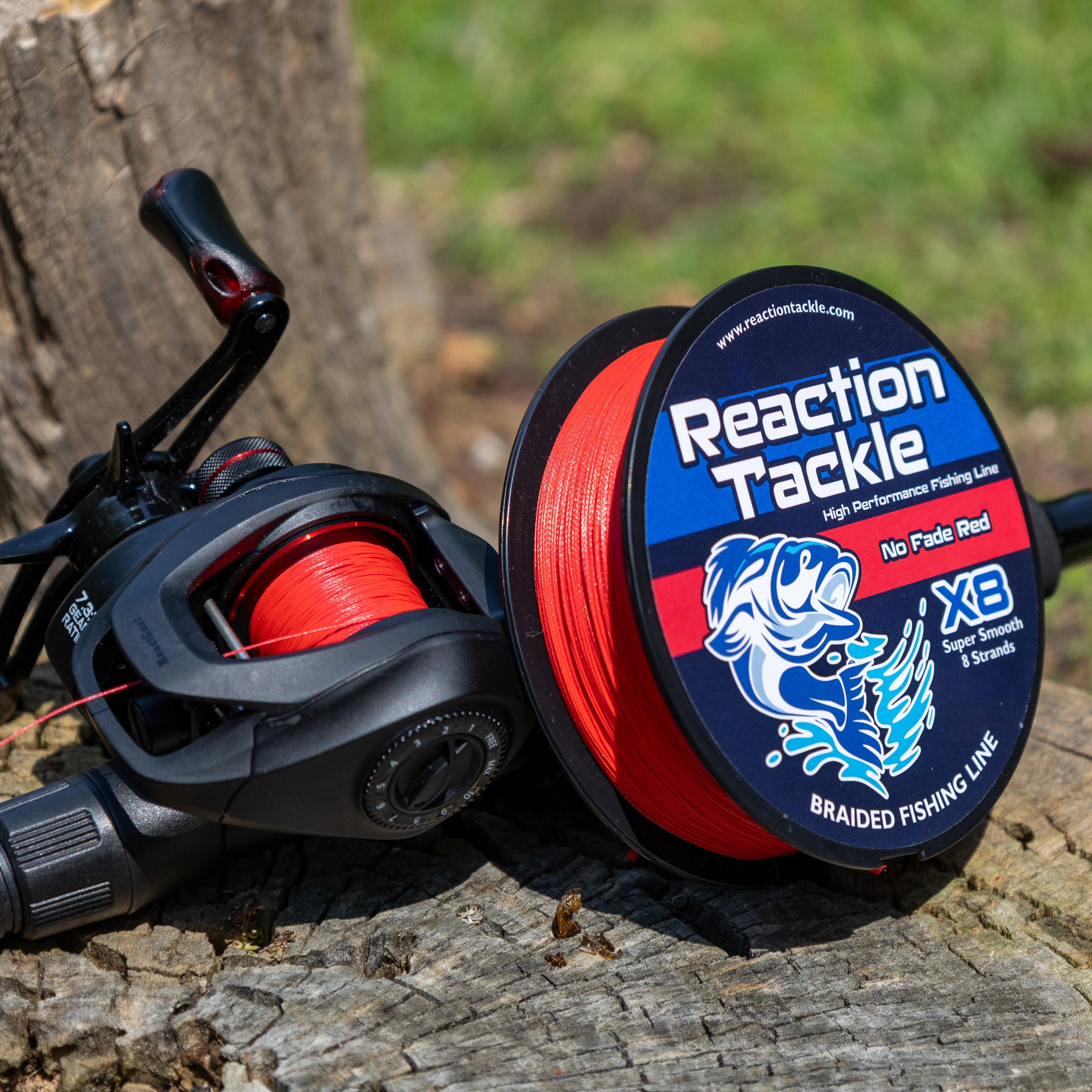 Reaction Tackle X8 Braided Fishing Line - NO FADE Red 8 Strand