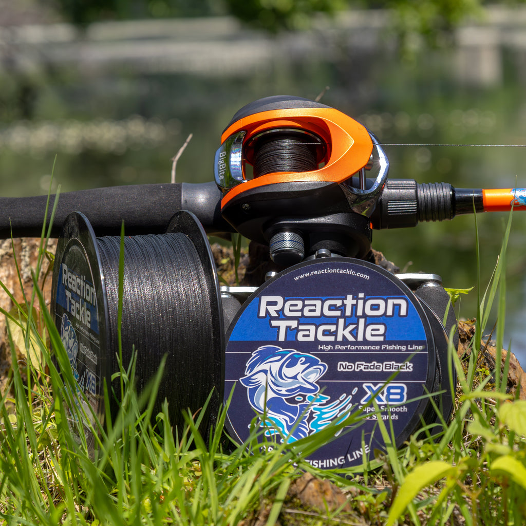 Reaction Tackle X8 Braided Fishing Line - NO FADE Black 8 Strand