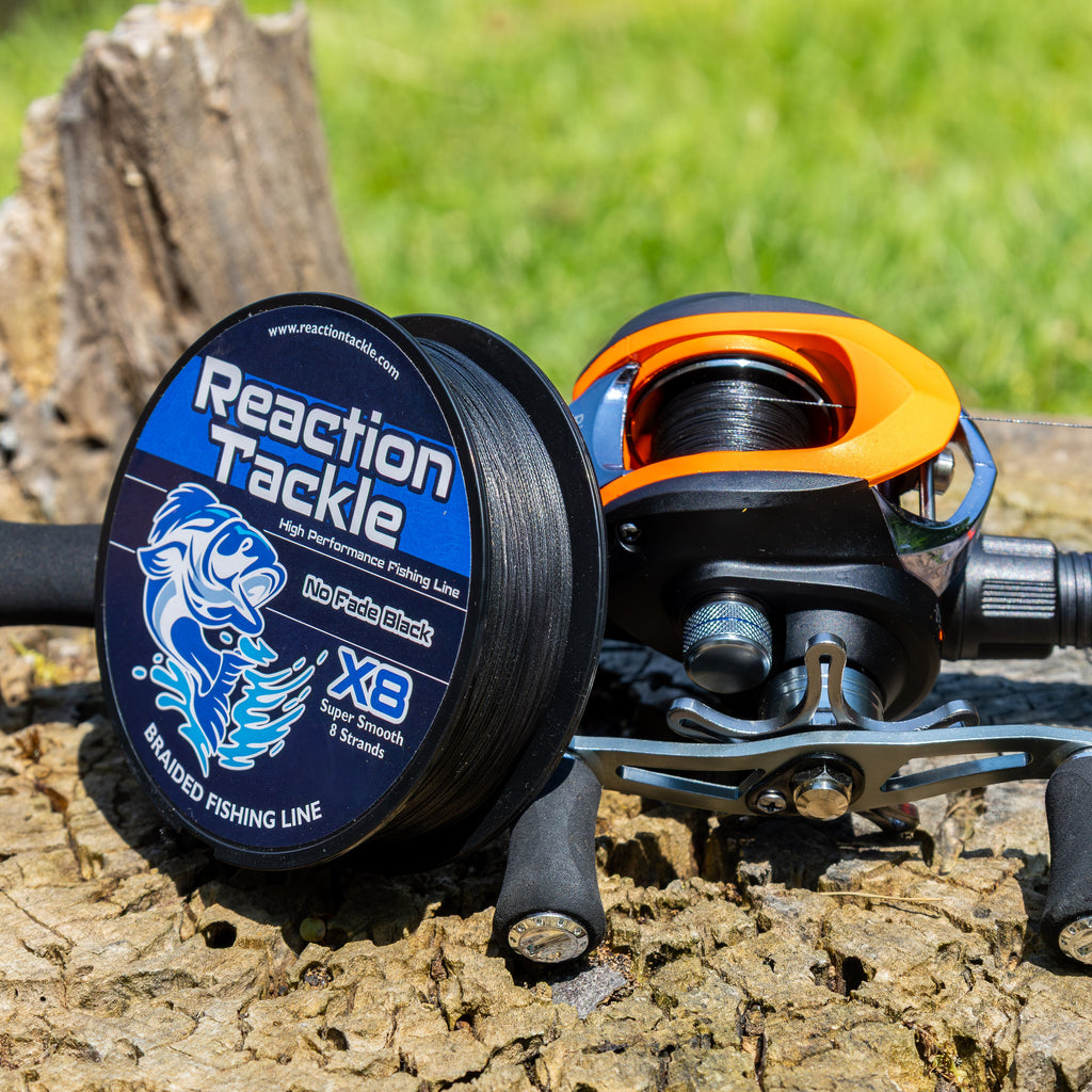 Reaction Tackle X8 Braided Fishing Line - NO FADE Black 8 Strand