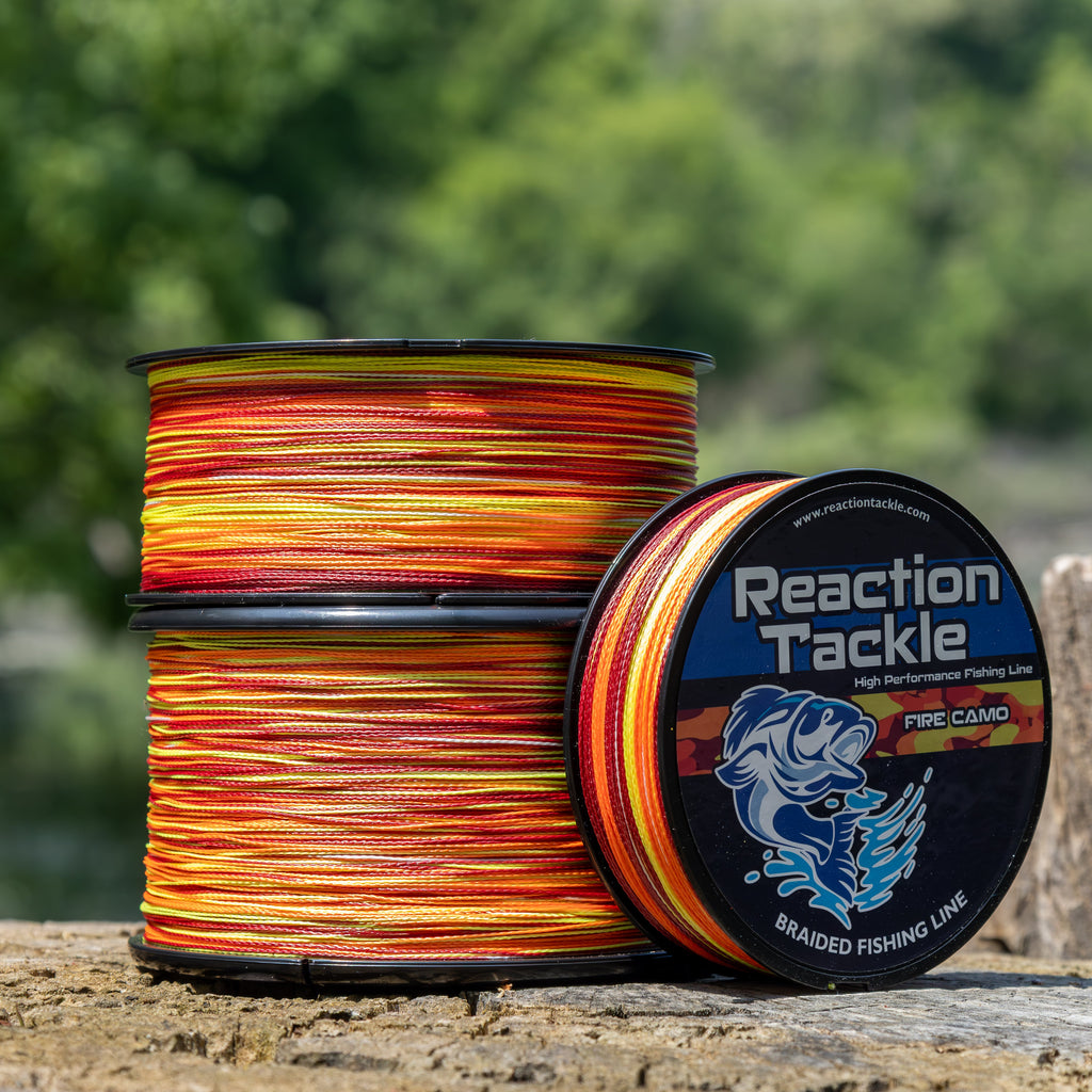 Reaction Tackle Braided Fishing Line - Fire Camo
