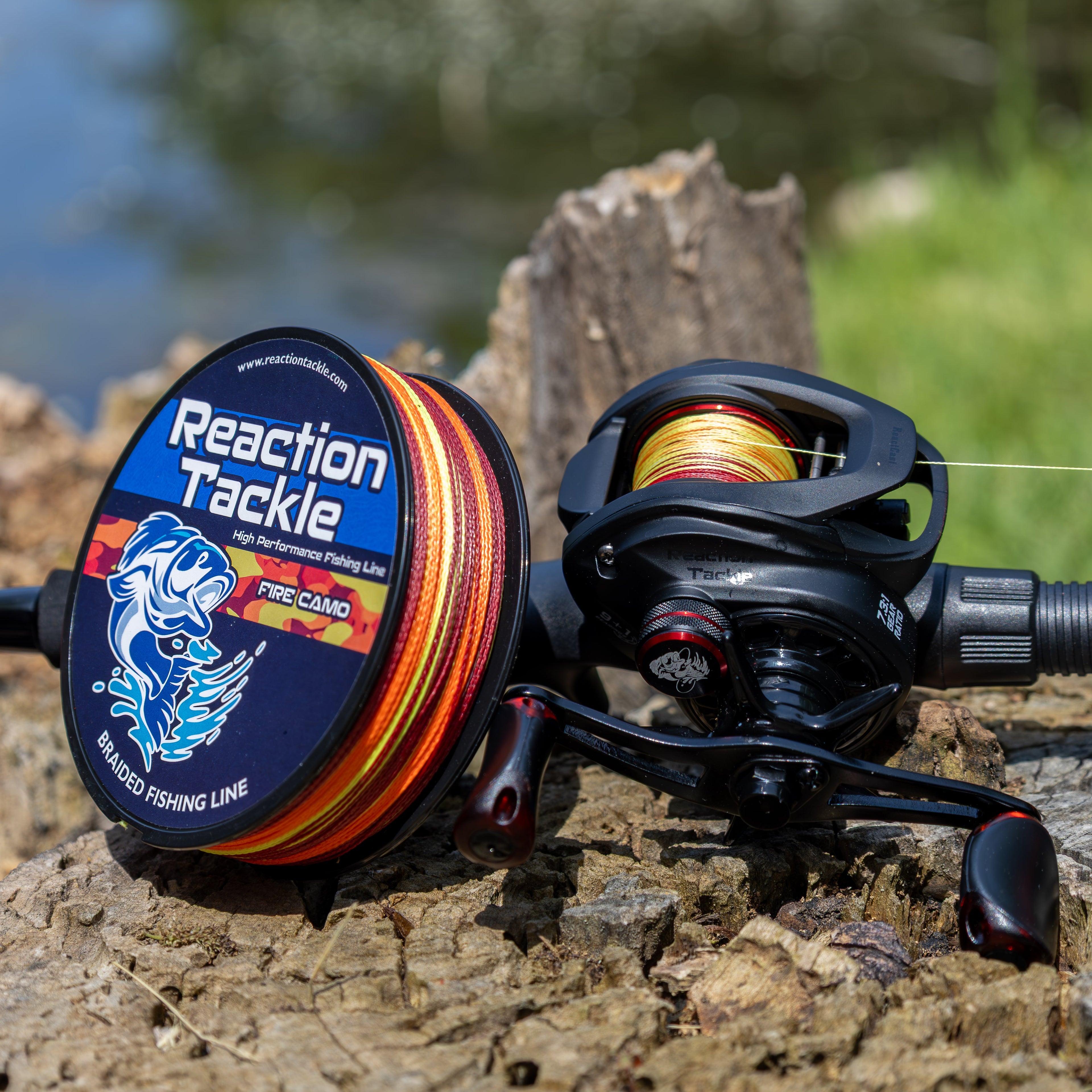 Reaction Tackle Braided Fishing Line - Fire Camo