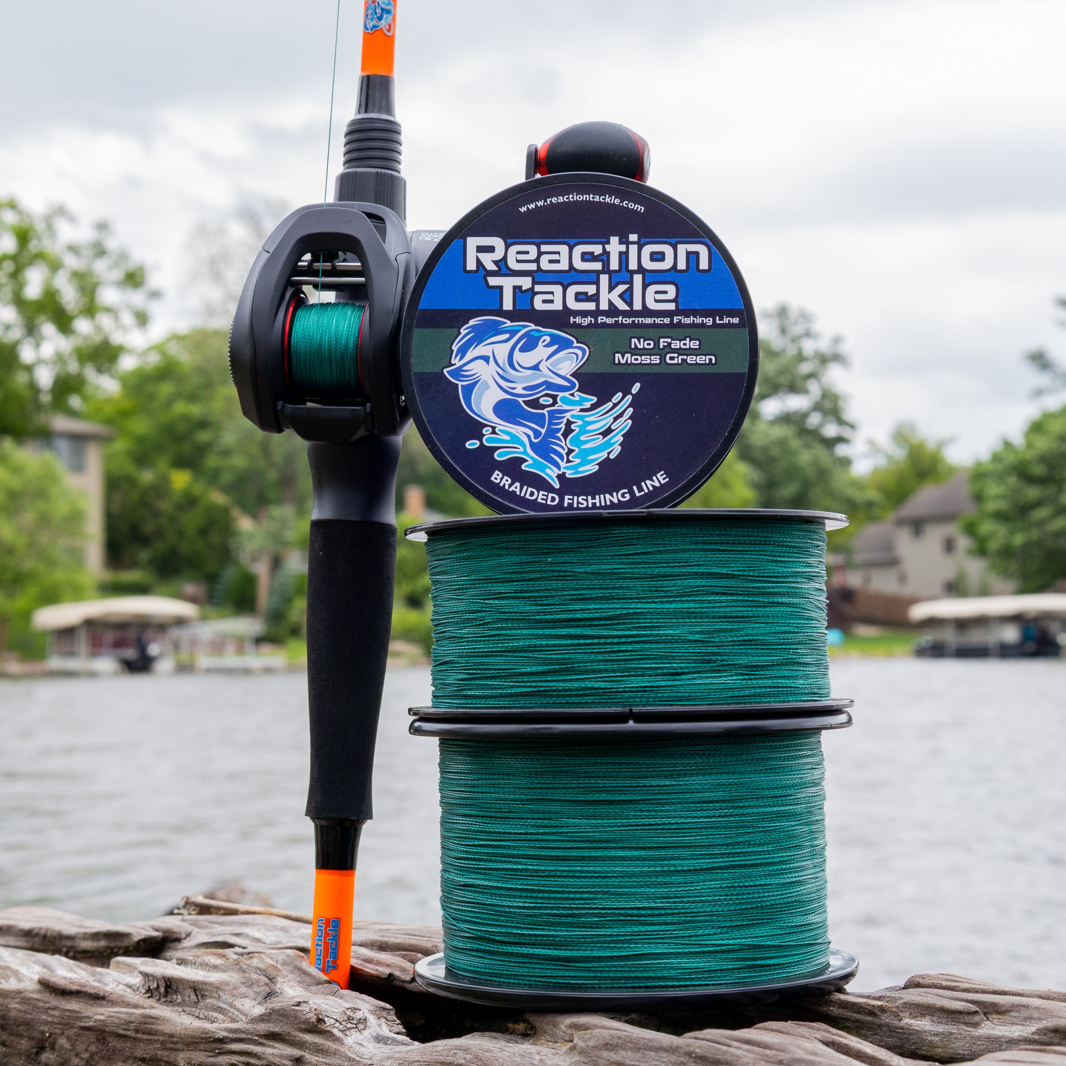 Reaction Tackle Braided Fishing Line - NO FADE Moss Green