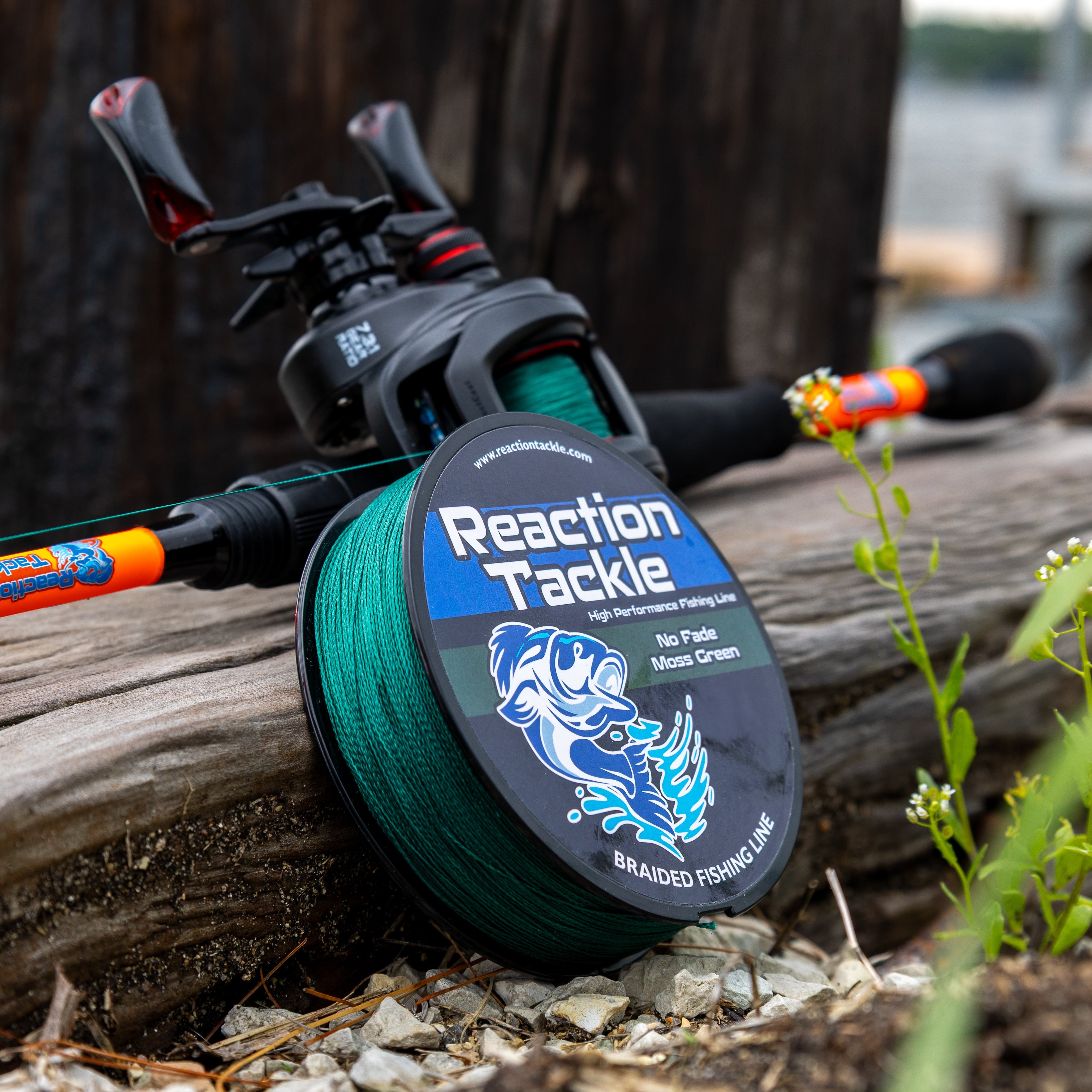 Reaction Tackle Braided Fishing Line - NO FADE Moss Green