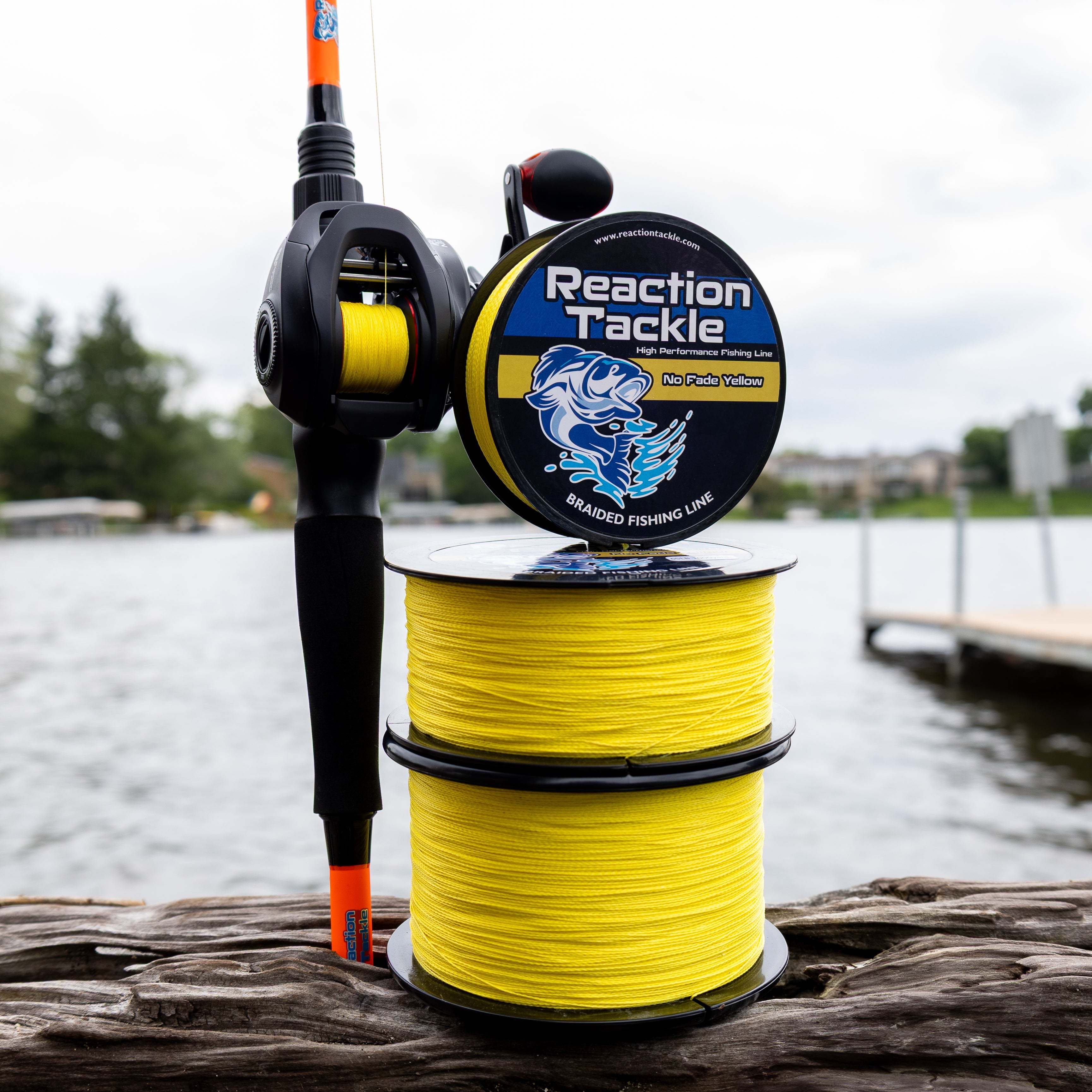 Reaction Tackle Braided Fishing Line - NO FADE Yellow