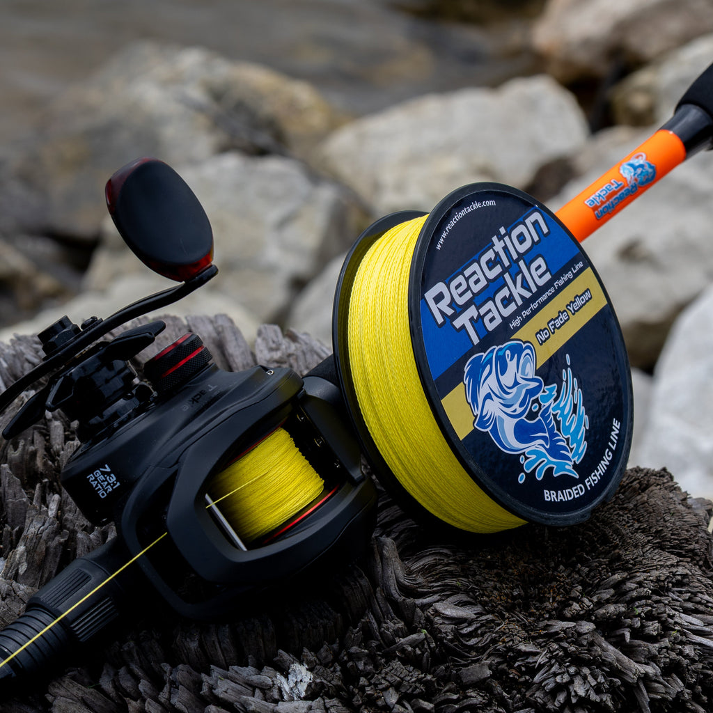 Reaction Tackle Braided Fishing Line - NO FADE Yellow