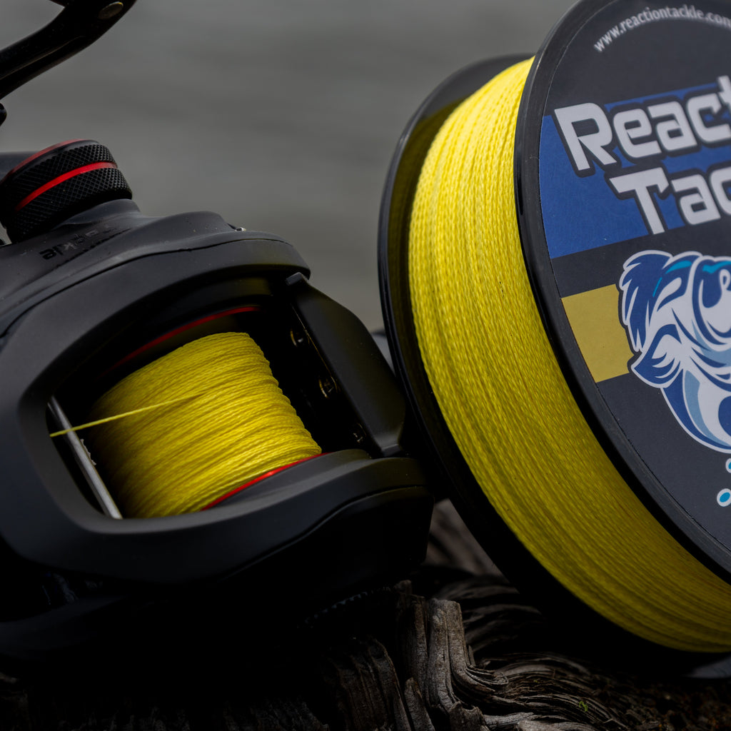 Reaction Tackle Braided Fishing Line - NO FADE Yellow