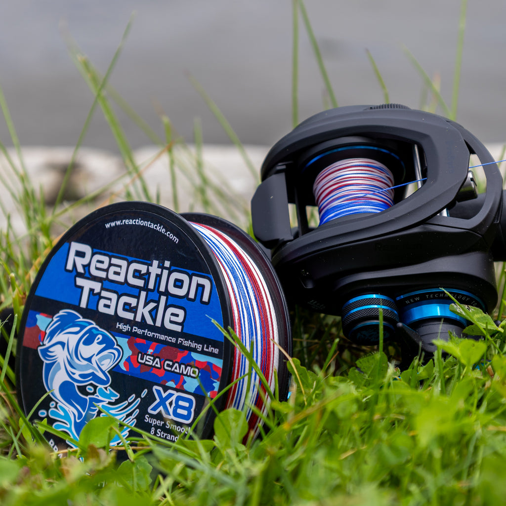 Reaction Tackle X8 Braided Fishing Line - USA Camo 8 Strand