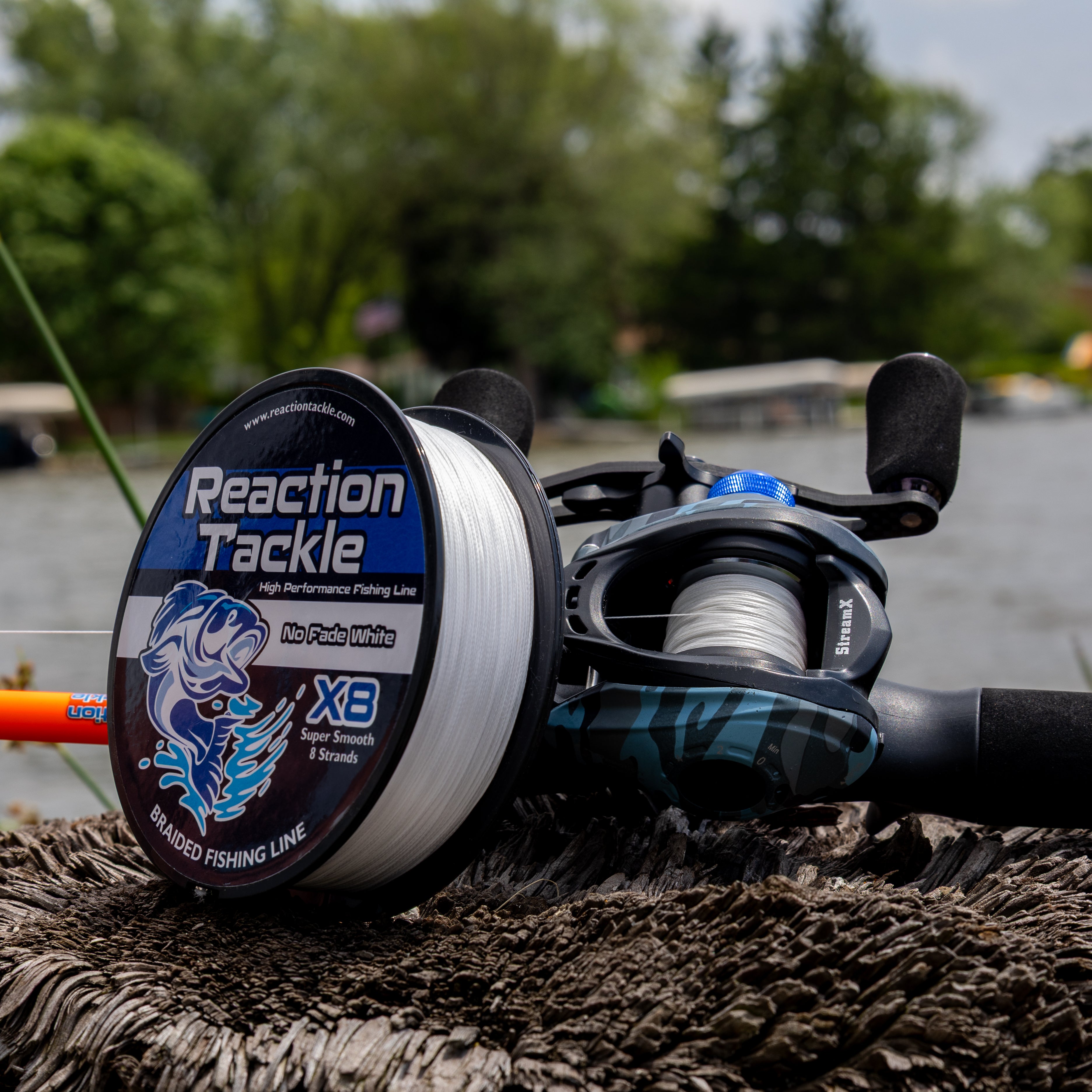Reaction Tackle X8 Braided Fishing Line - NO FADE White 8 Strand