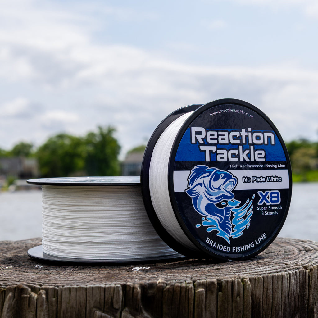 Reaction Tackle X8 Braided Fishing Line - NO FADE White 8 Strand