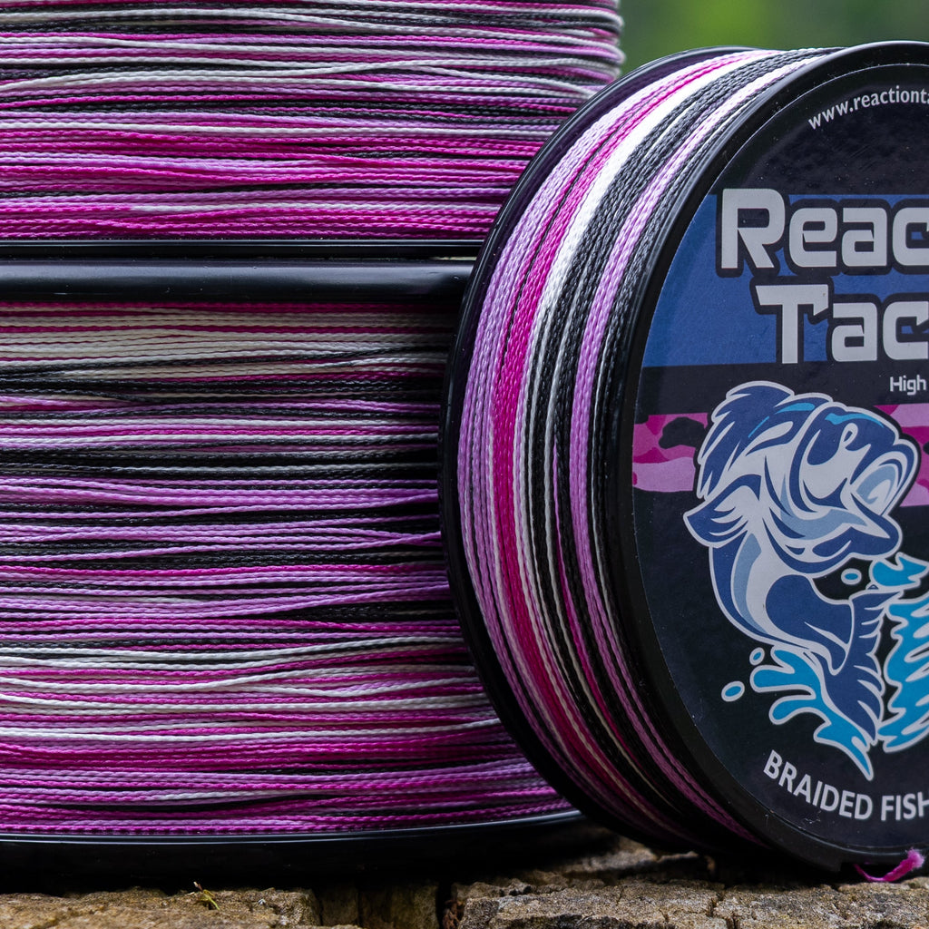 Reaction Tackle Braided Fishing Line - Pink Camo