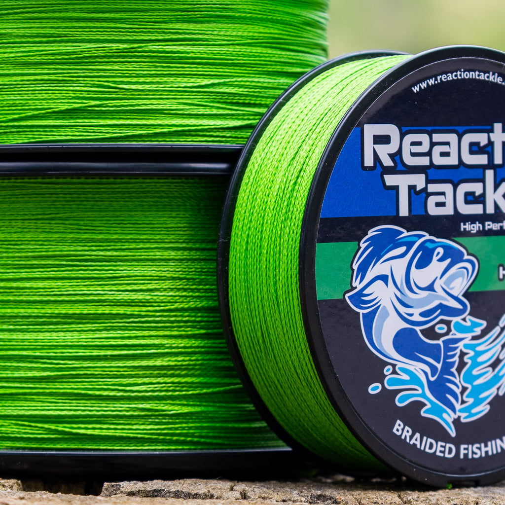 Reaction Tackle Braided Fishing Line - NO FADE Hi Vis Green