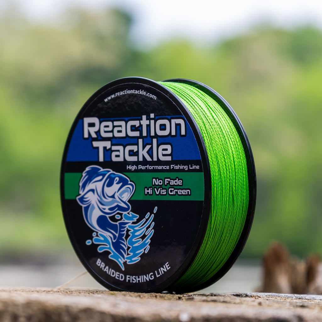Reaction Tackle Braided Fishing Line - NO FADE Hi Vis Green