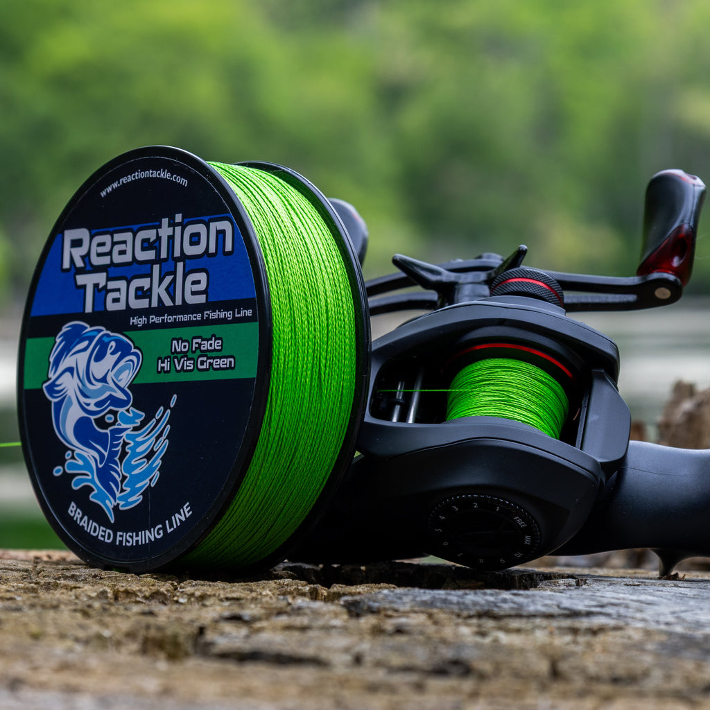 Reaction Tackle Braided Fishing Line - NO FADE Hi Vis Green