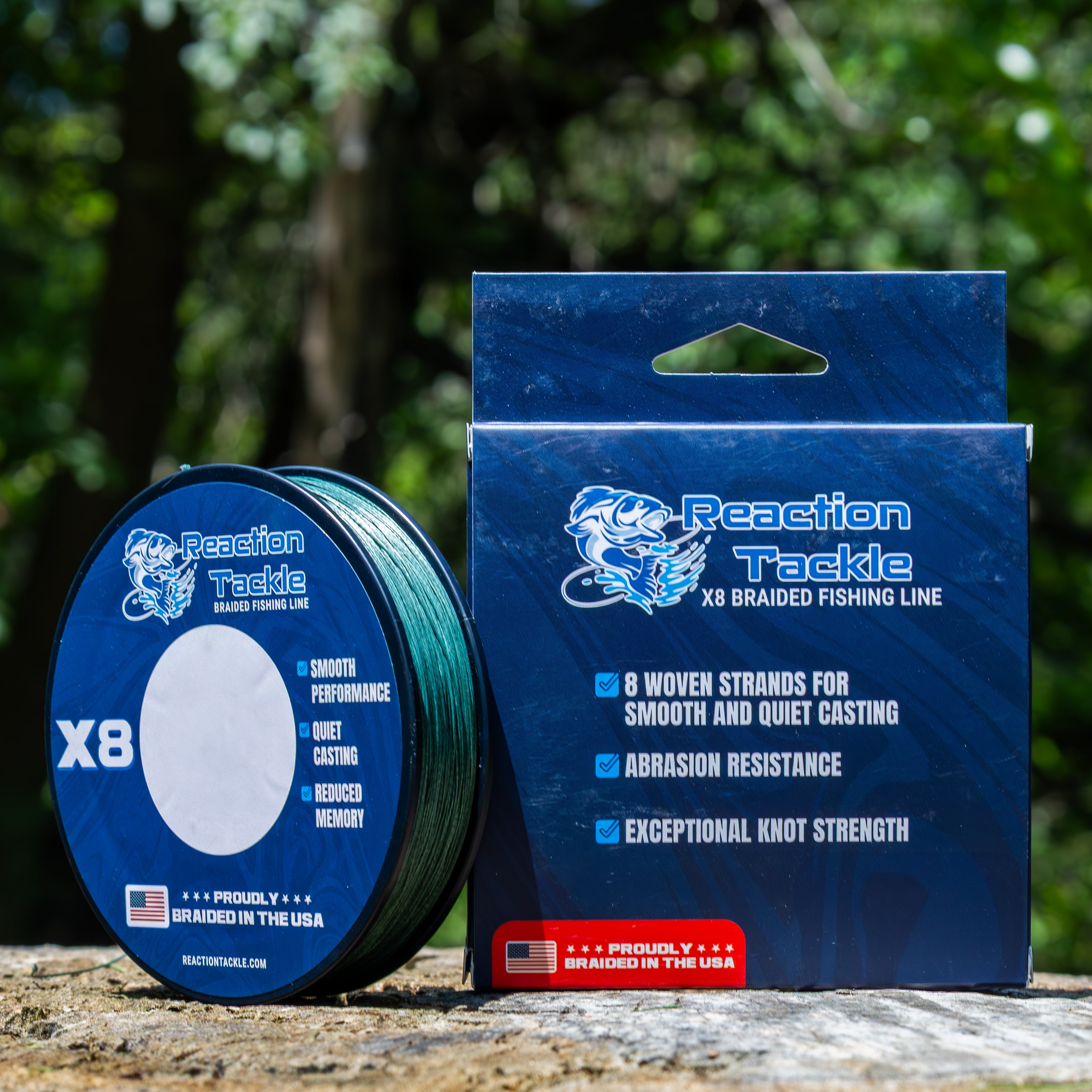 Reaction Tackle BRAIDED IN THE USA Fishing Line- X8