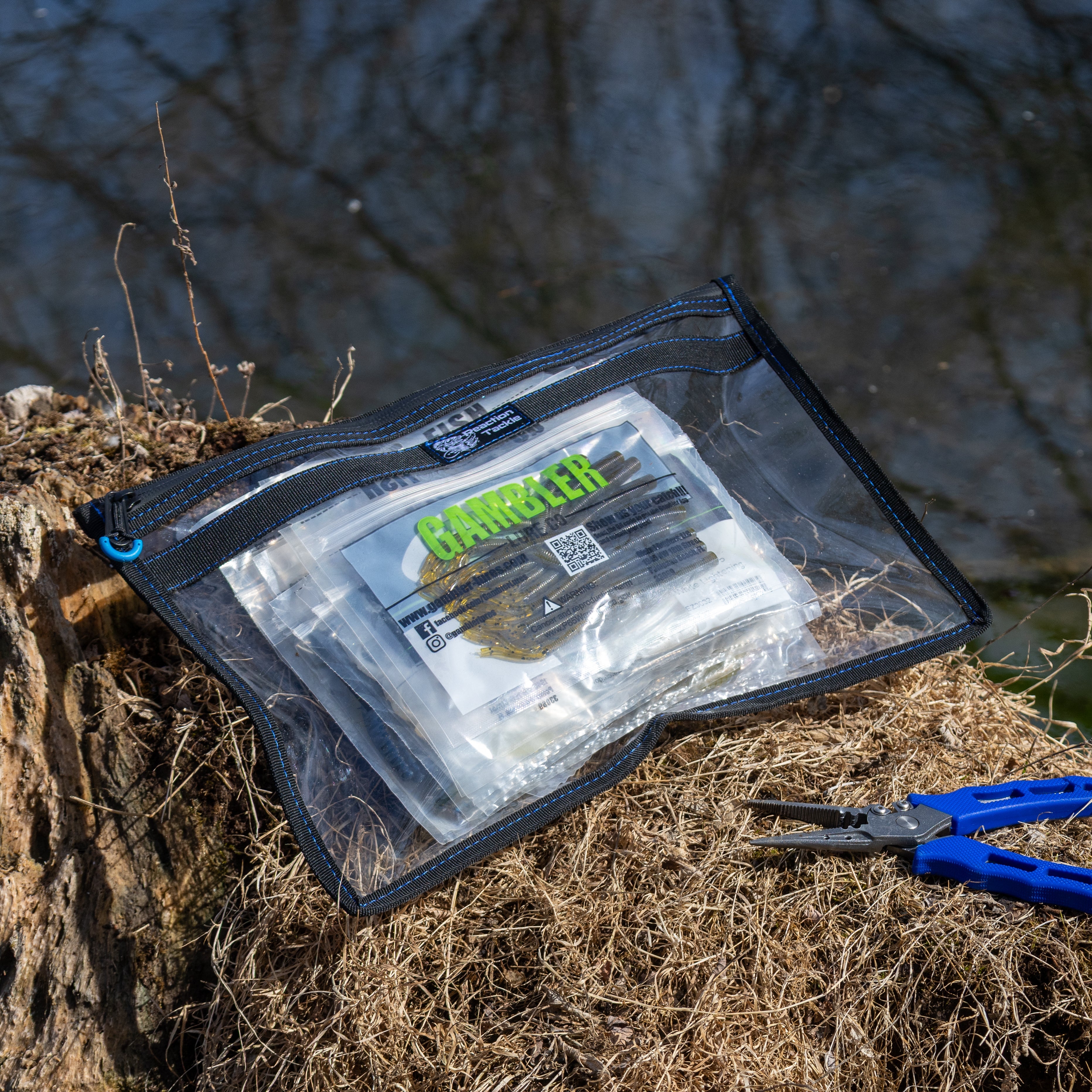 Reaction Tackle Clear Storage Bag Tackle Pak - Water-Resistant Plastic Storage