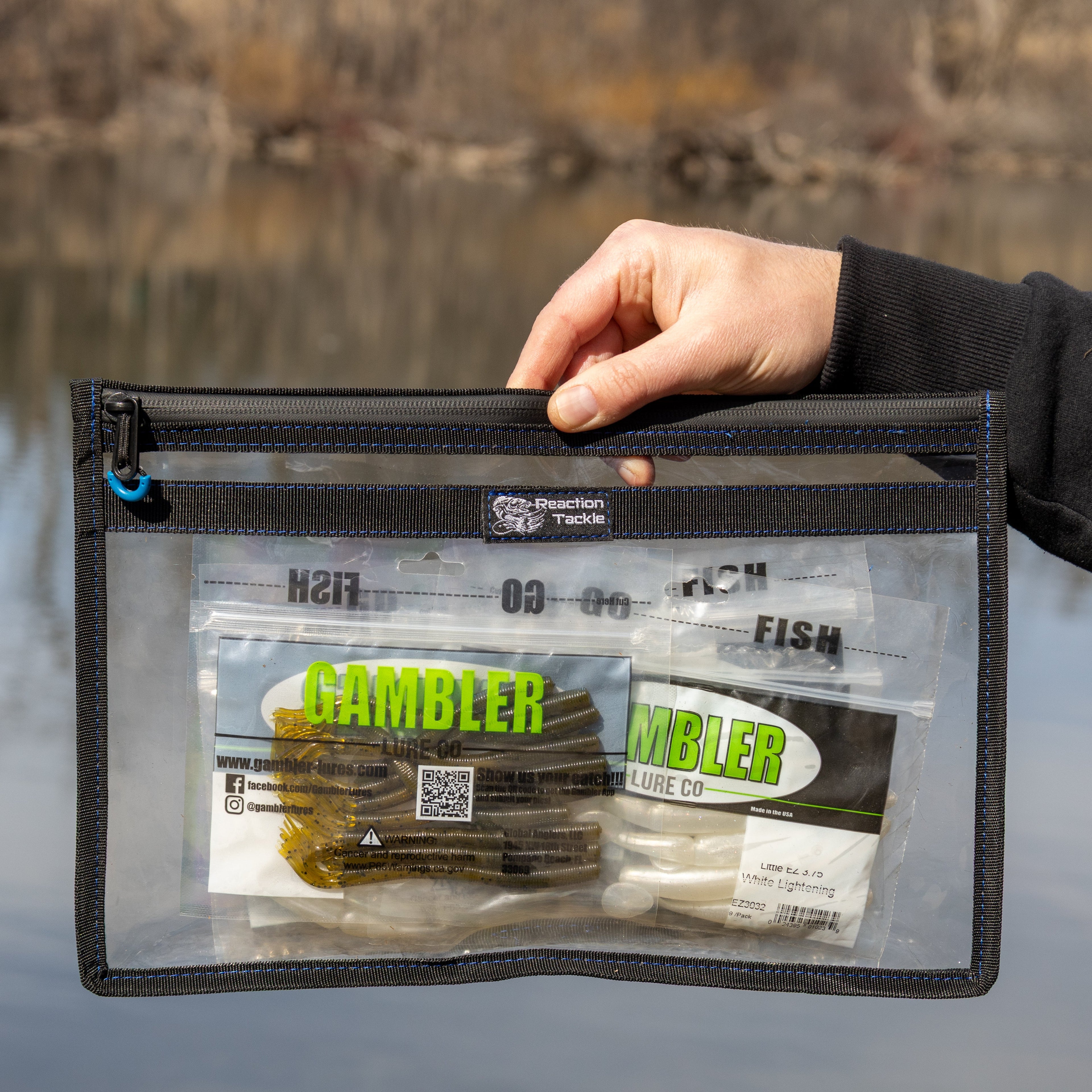 Reaction Tackle Clear Storage Bag Tackle Pak - Water-Resistant Plastic Storage