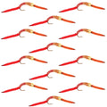 San Juan Worm Bead Head Power Worm Half and Half V-Rib - 1 Dozen Nymph Flies Hook Size 14
