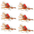 Kaufmann's Orange Crystal Stimulator Rubber Legs Dry Fly - 6 Flies Hook Size 12