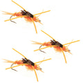 3 Pack Barbless Gold Bead Kaufmann's Golden Stone Fly with Rubber Legs - Hook Size 12