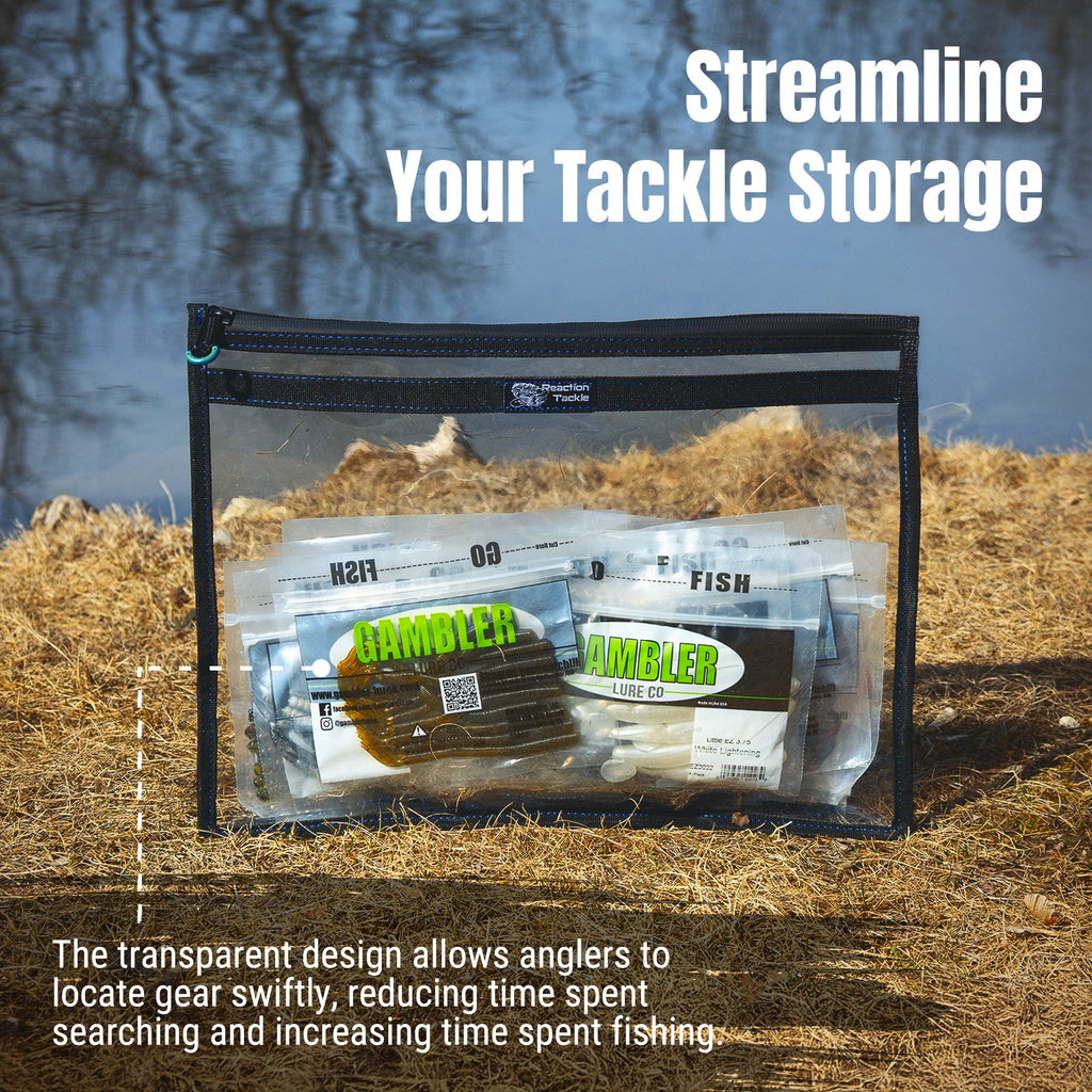 Reaction Tackle Clear Storage Bag Tackle Pak - Water-Resistant Plastic Storage