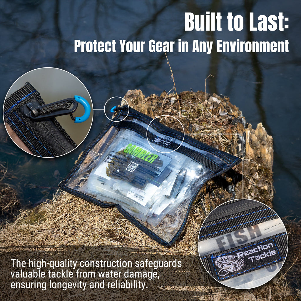 Reaction Tackle Clear Storage Bag Tackle Pak - Water-Resistant Plastic Storage