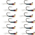 Tungsten Bead Black Perdigon Tactical Jig Czech Euro Nymph Spanish Nymphing Fly - 1 Dozen Flies Size 14