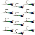 Tungsten Bead Gasolina Perdigon Tactical Jig Czech Euro Nymph Spanish Nymphing Fly - 1 Dozen Flies Size 16