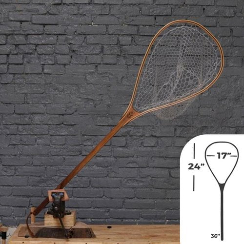 Big Dipper 24"x17" - Brown Trout Engraved - Natural Fly Fishing Traditional Landing Net - Handcrafted & Made in USA