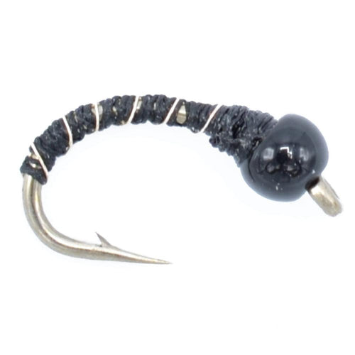 3 Pack Bead Head Black Zebra Midge Still Water Nymph Fly Hook Size 24