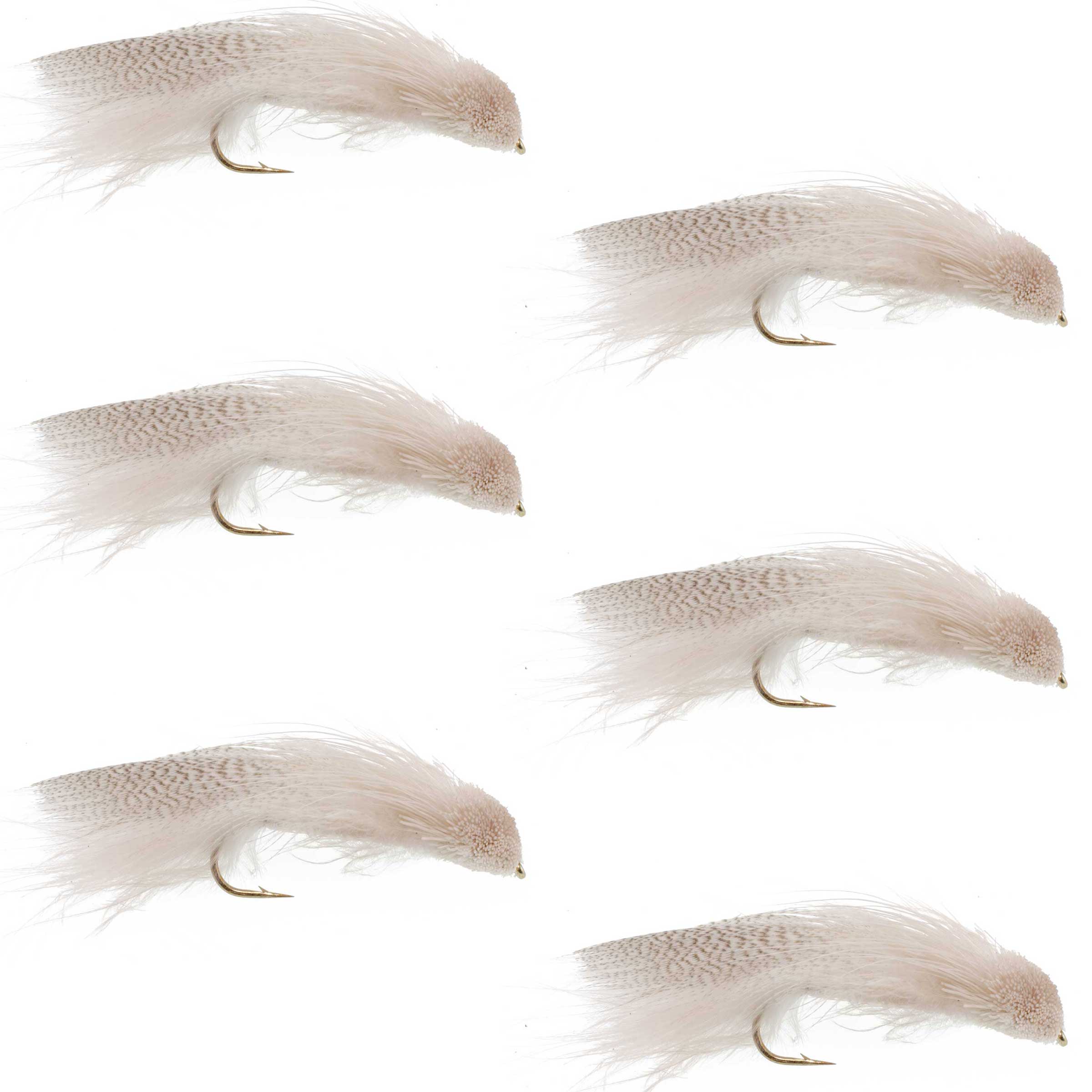 Galloup's Zoo Cougar White Streamer Fly - 6 Flies Size 4