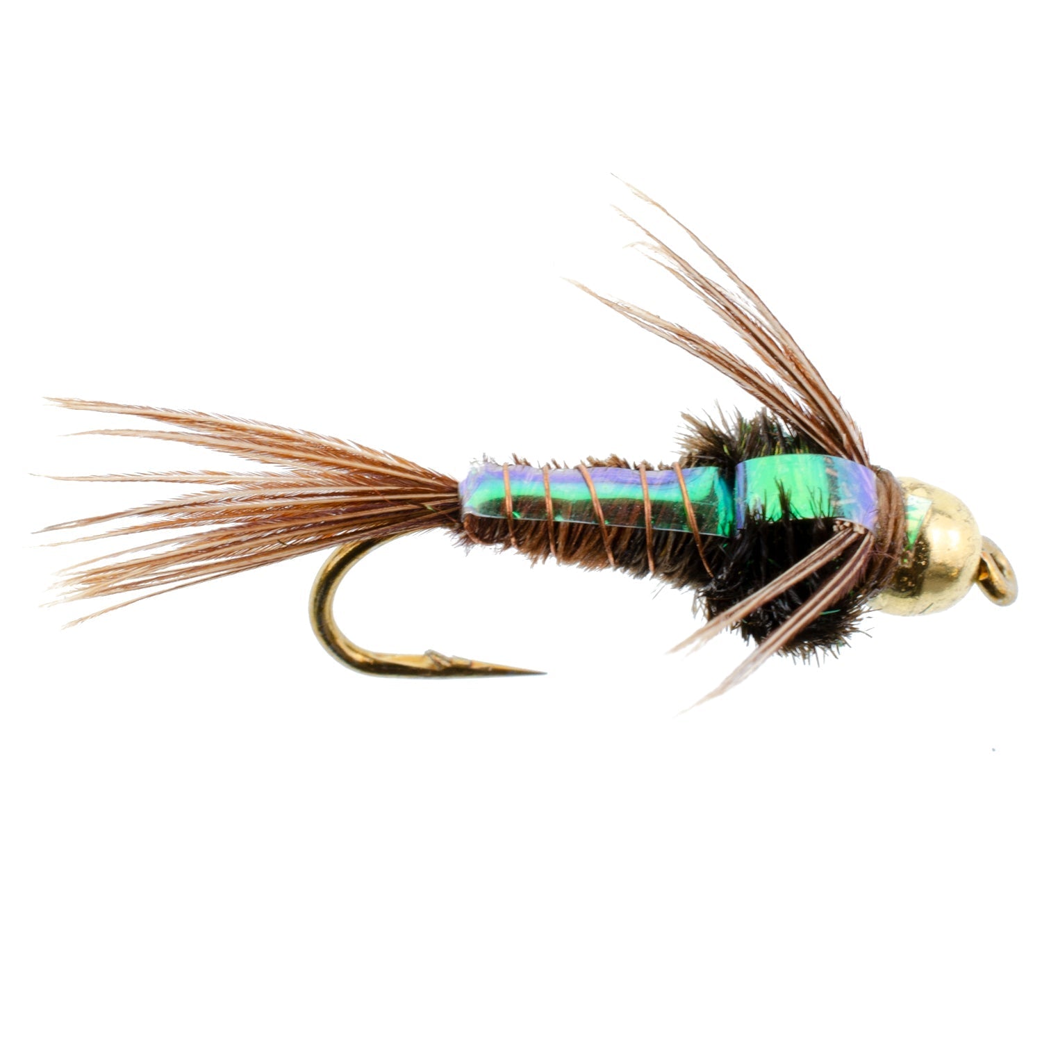 3 Pack Bead Head Flashback Pheasant Tail Nymph Fly Hook Size 10