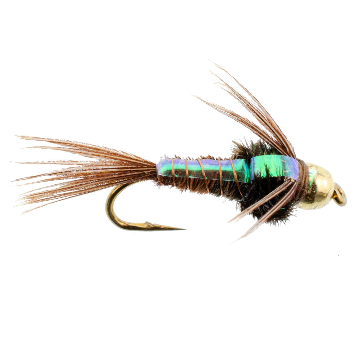 3 Pack Bead Head Flashback Pheasant Tail Nymph Fly Hook Size 16