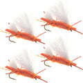 4 Pack Chubby Chernobyl Ant Orange Foam Body Grasshopper Fly - Hook Size 10