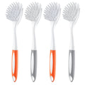 Dish Brush, 4 Pack Kitchen Scrub Brushes with PP Handle, Dish Cleaning Brushes with Curved Bristles, Ideal for Pots, Pans, Sink and Stove, 2 Gray + 2 Orange