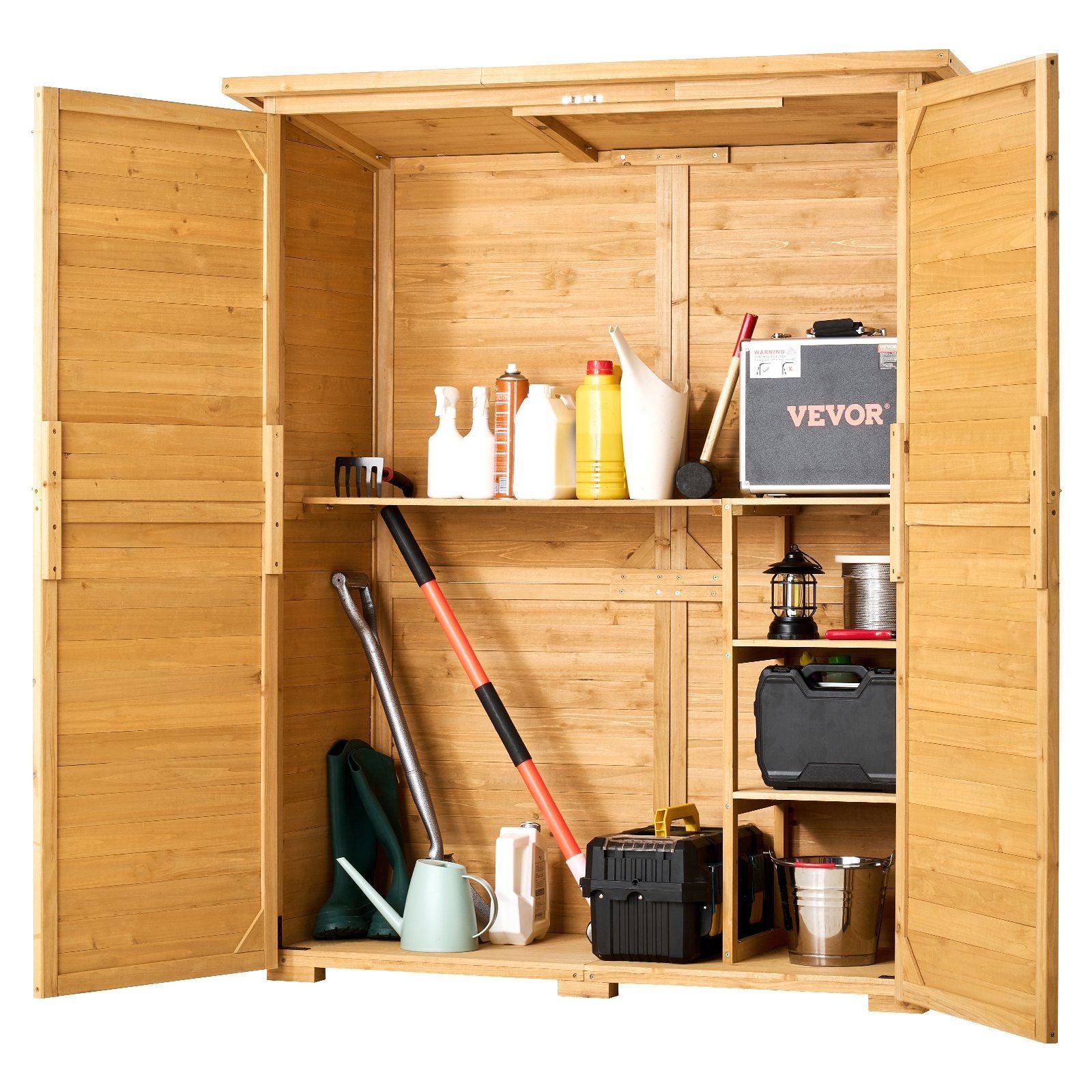Outdoor Wooden Storage Shed Waterproof Garden Tool Metal Shed 55x67.5 inch