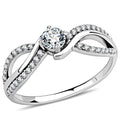 DA147 - High polished (no plating) Stainless Steel Ring with AAA Grade CZ in Clear