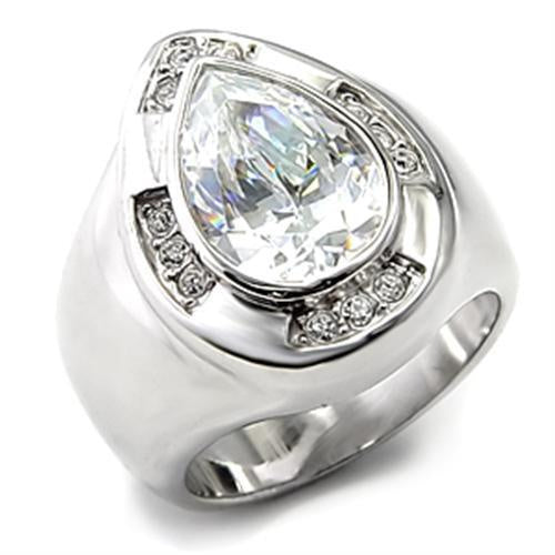 7X236 - Rhodium 925 Sterling Silver Ring with AAA Grade CZ in Clear