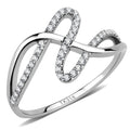 DA265 - High polished (no plating) Stainless Steel Ring with AAA Grade CZ in Clear