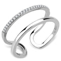 DA249 - High polished (no plating) Stainless Steel Ring with AAA Grade CZ in Clear