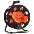 Extension Cord Reel, 100FT, with 4 Outlets and Dust Cover, Heavy Duty 12AWG SJTOW Power Cord, Manual Cord Reel with Portable Handle Circuit Breaker, for Toolshed Garage, Tested to UL Standards