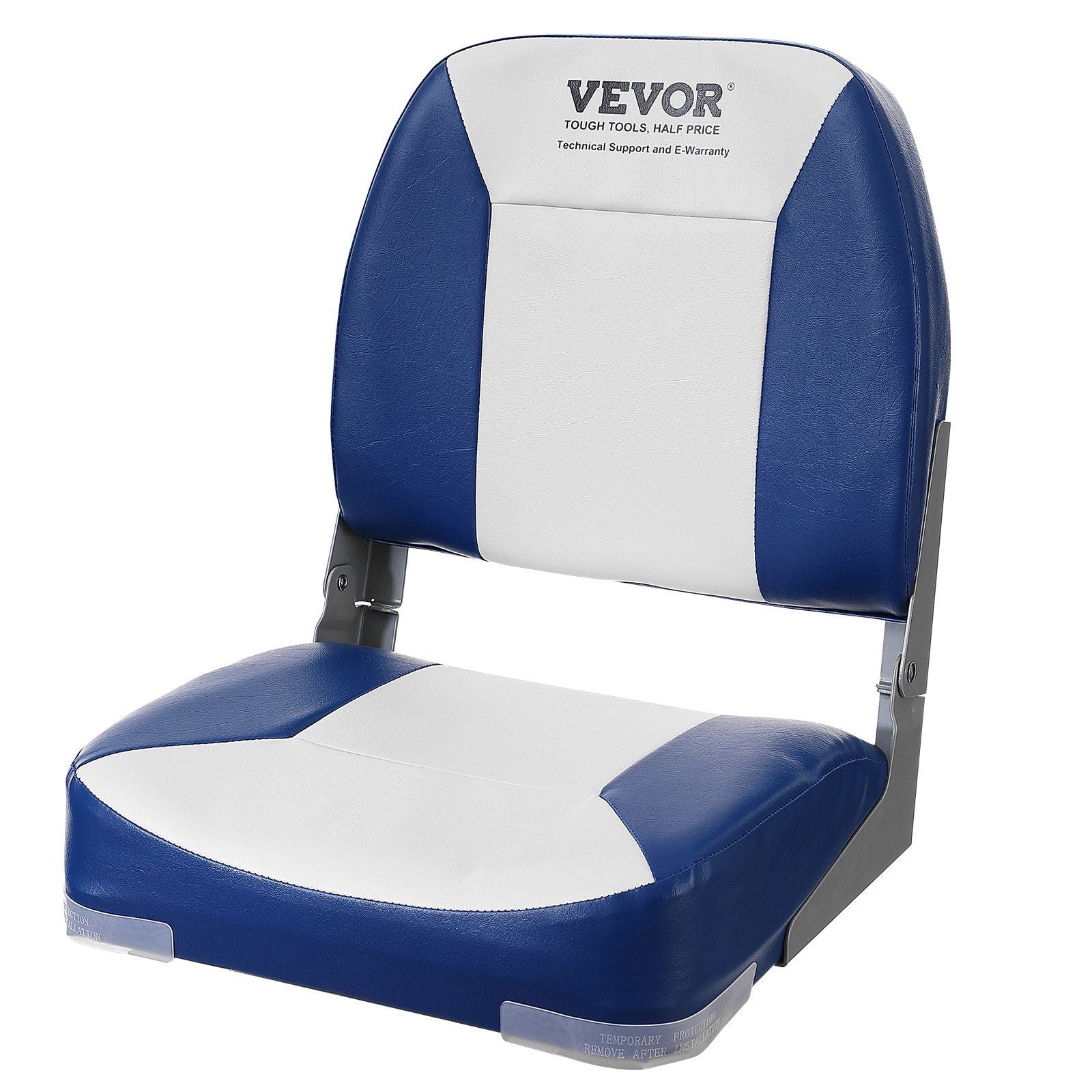 Boat Seat, 18.9" Low Back Boat Seat, Folding Boat Chair with Thickened Sponge Padding and Hinge, Fold-Down Boat Captain Chair for Fishing Boat, Sightseeing Boat, Speedboat, Canoe, 1-Piece