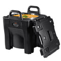 Insulated Food Carrier, 32Qt Capacity, Stackable Catering Hot Box w/Stainless Steel Barrel, Top Load LLDPE Food Warmer w/Integral Handles Buckles Stationary , for Restaurant Canteen, Black