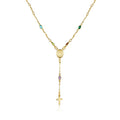 Unisex 14K Gold Multicolor Virgin Mary Necklace - Made In Brazil