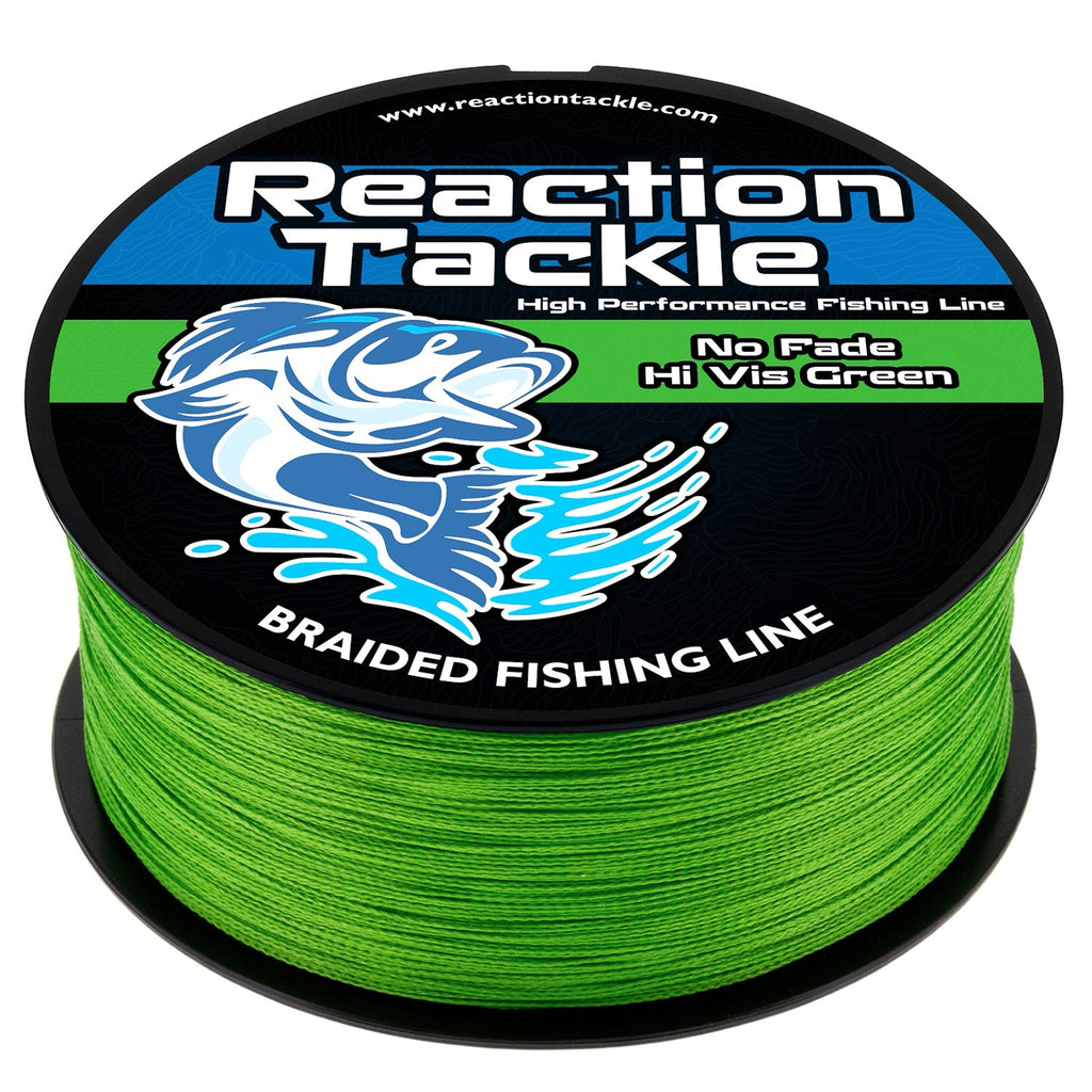 Reaction Tackle Braided Fishing Line - NO FADE Hi Vis Green