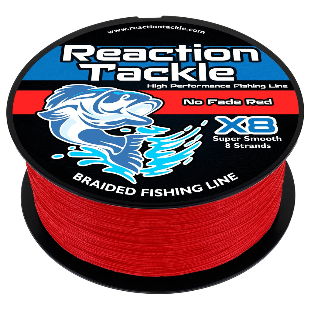 Reaction Tackle X8 Braided Fishing Line - NO FADE Red 8 Strand