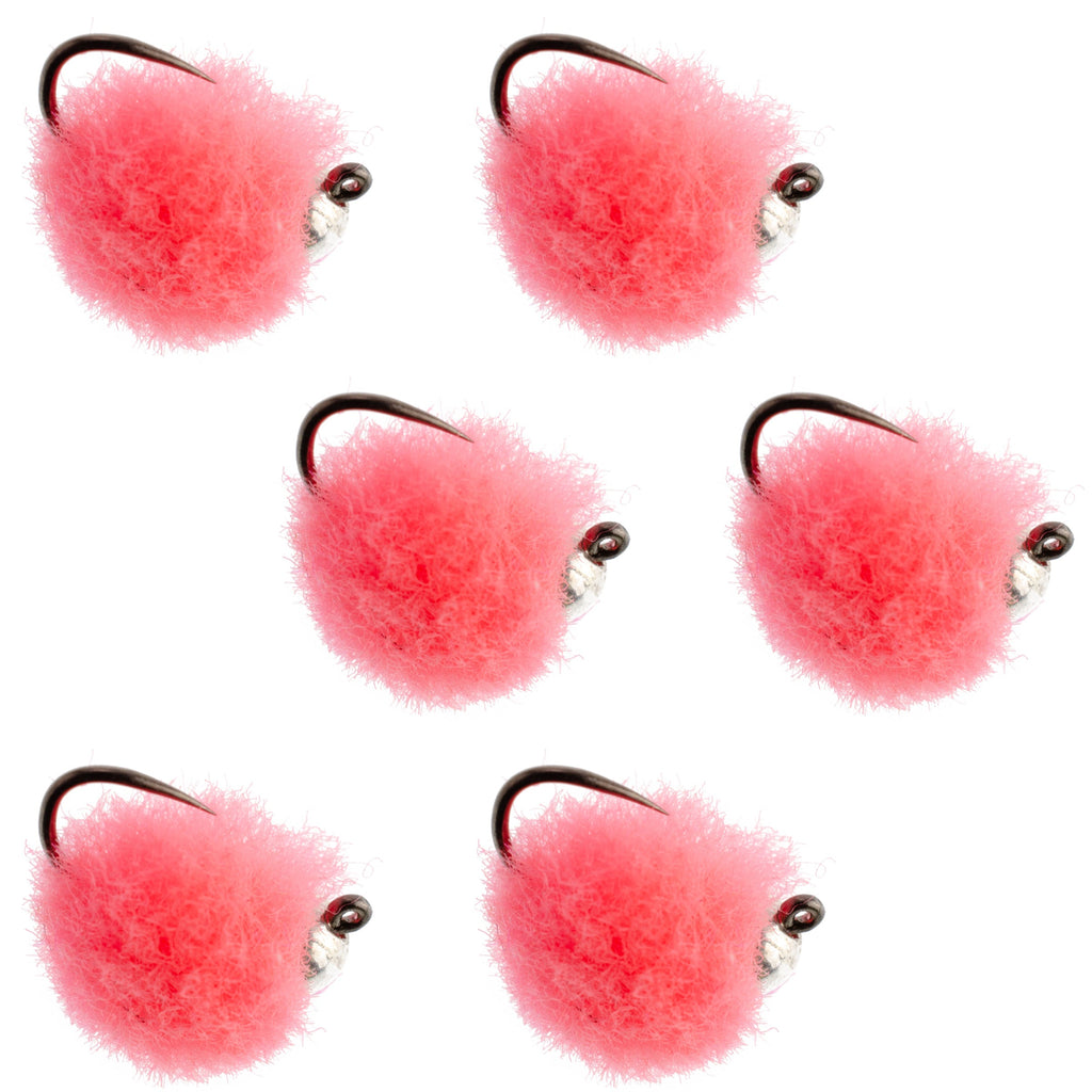 Tungsten Bead Tactical Euro Hot Pink Jig Egg Barbless Czech Nymph Fly - 6 Flies Size 16