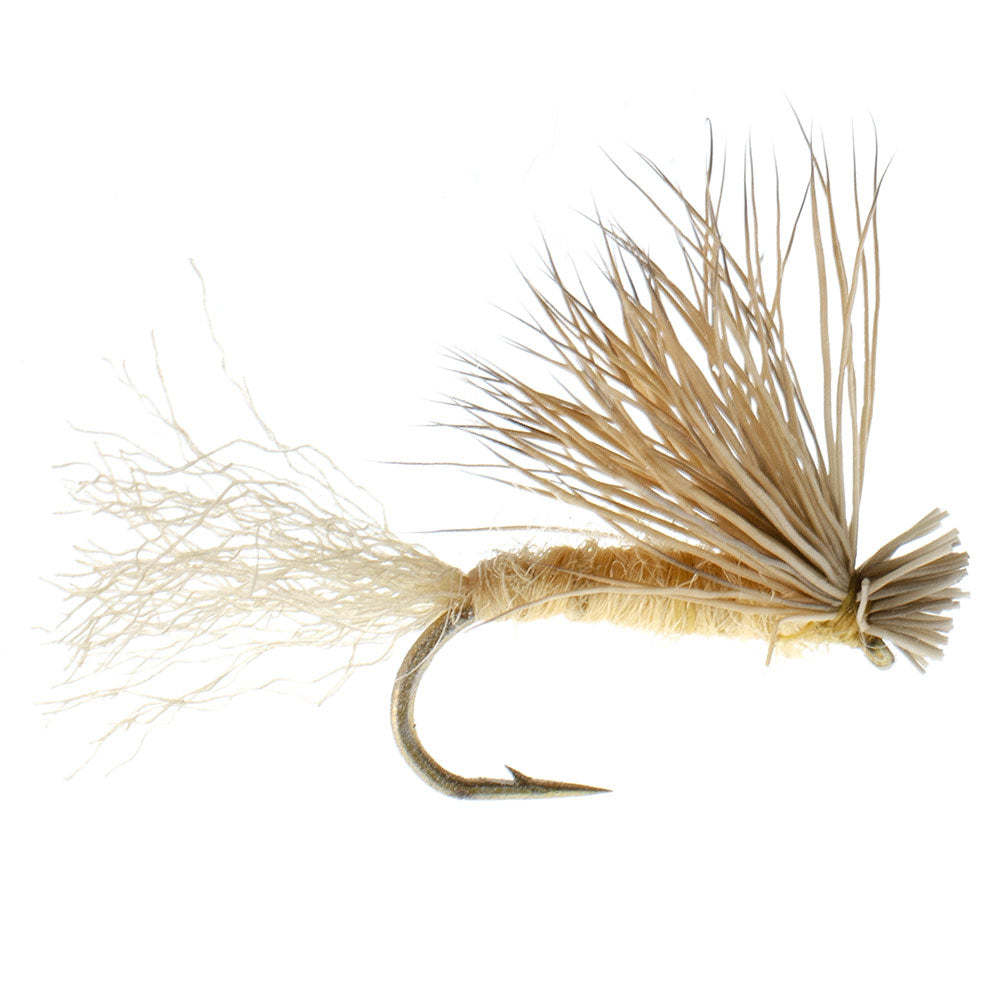 3 Pack Barbless Tan X Caddis Emerging Caddis Adult Fly - Size 16