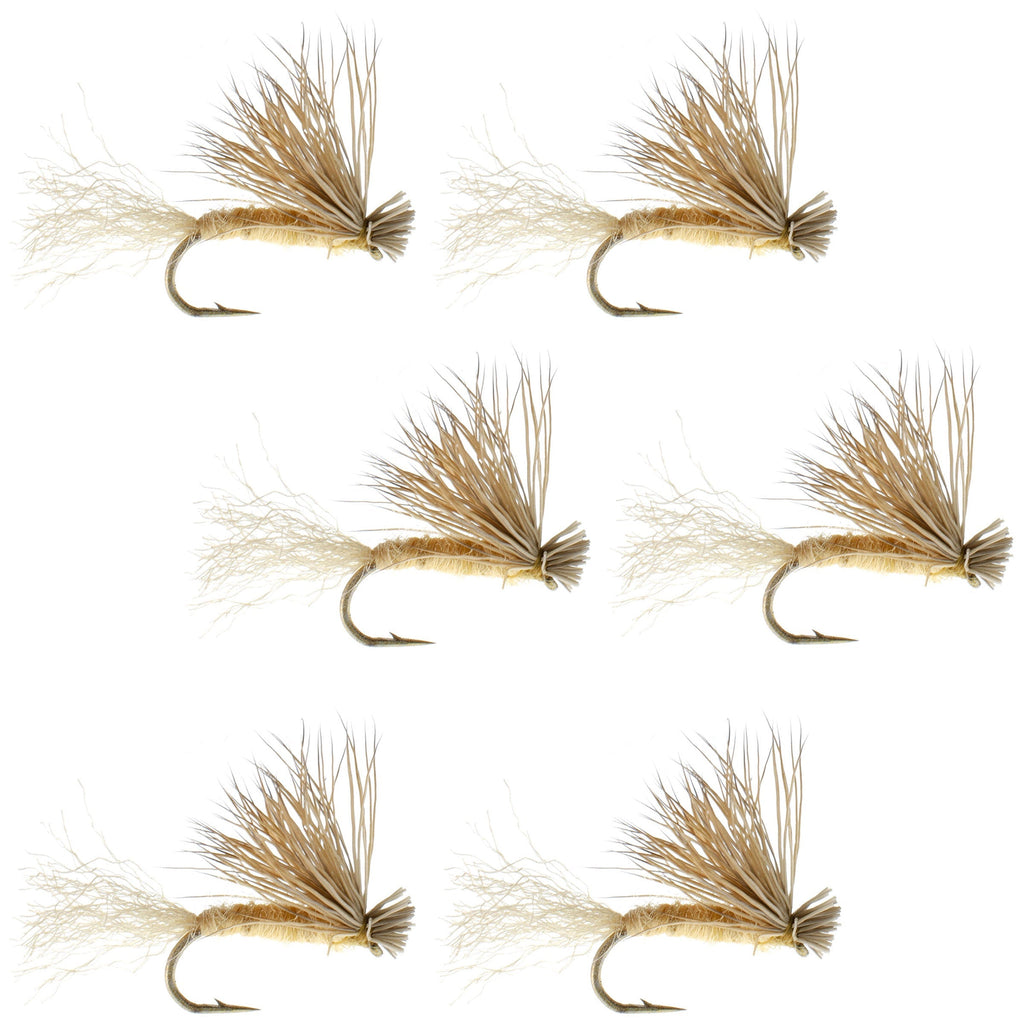 Barbless Tan X Caddis Emerging Caddis Adult Fly - 6 Flies Size 16