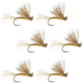 Barbless Tan X Caddis Emerging Caddis Adult Fly - 6 Flies Size 16